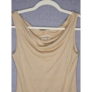 Michael Stars Sleeveless Top Womens One Size Gold Shimmer Cowl Neck Knit